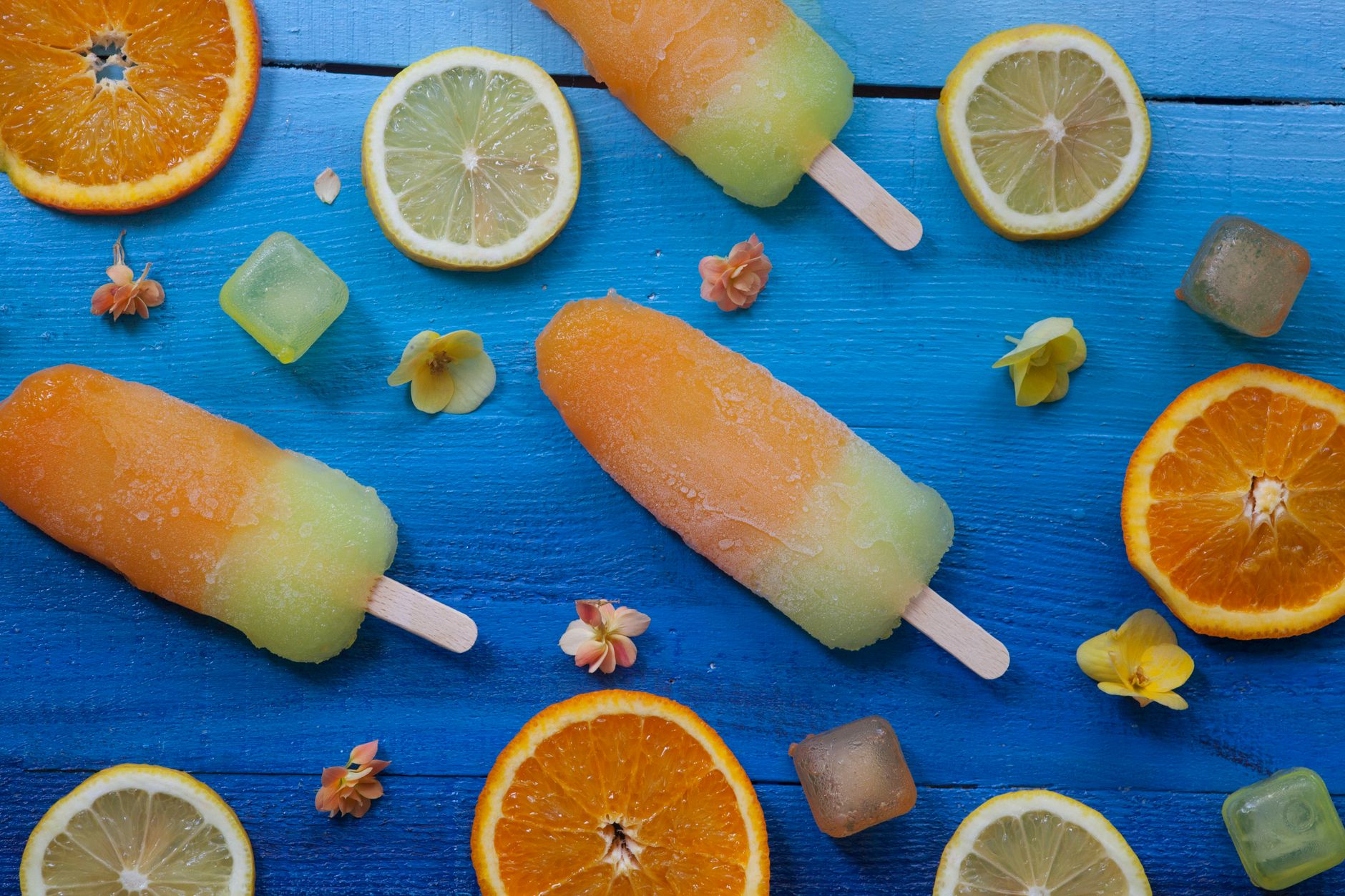Colorful ice pops on sticks