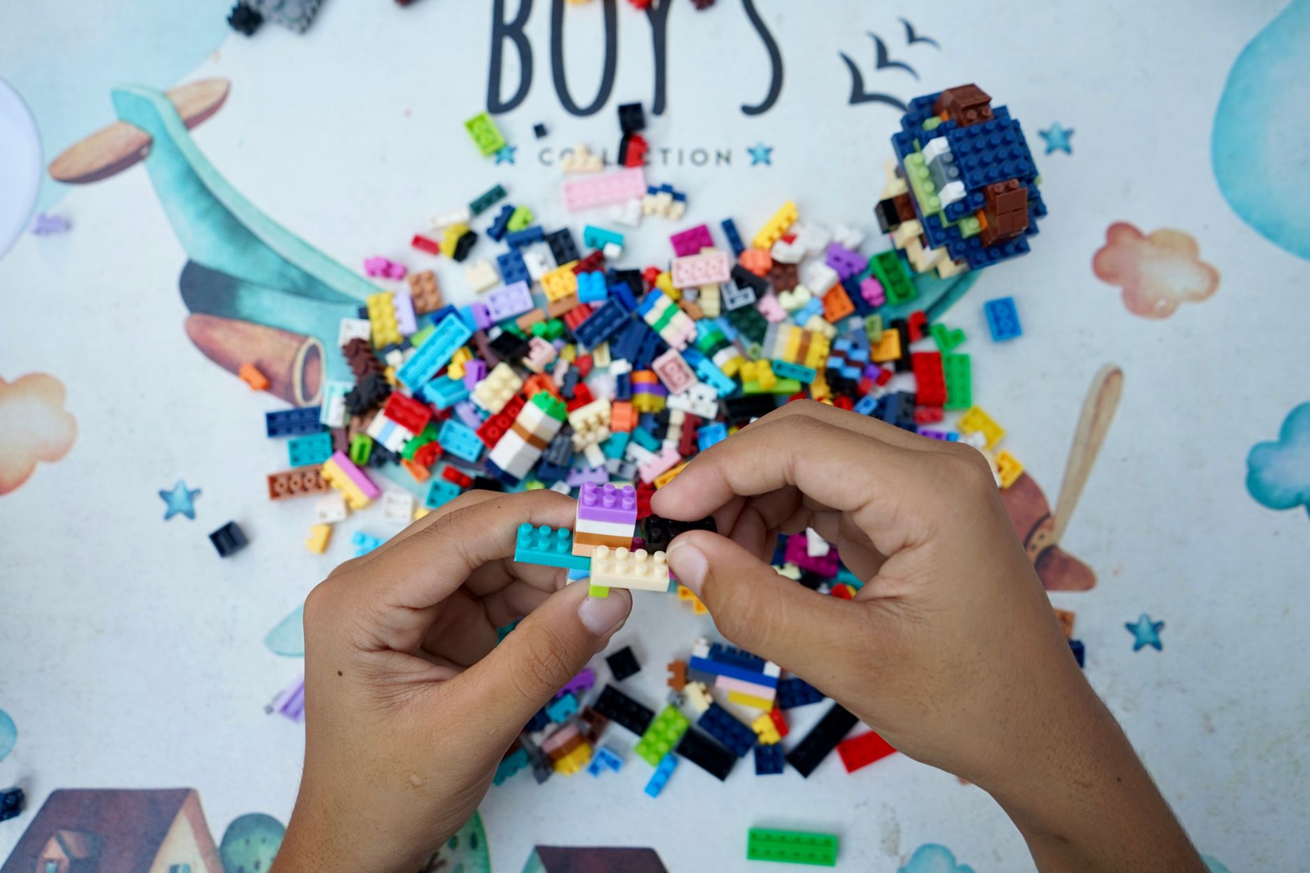 Pile of colorful LEGO bricks